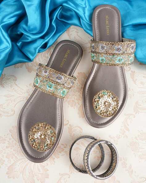 Flat chappal with jewel | Shoes, Jewels, Sandals