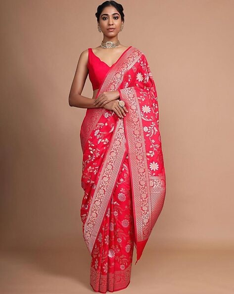 Dull Yellow & Red Banarasi Paithani Style Designer Saree with Designer  Blouse | The Silk Trend