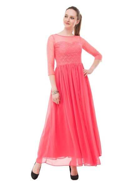 lace yoke floral flare dress A Line Chiffon V Neck Plus Size Bridesmaid Dresses Long for Women HE70 –  Hebebridal