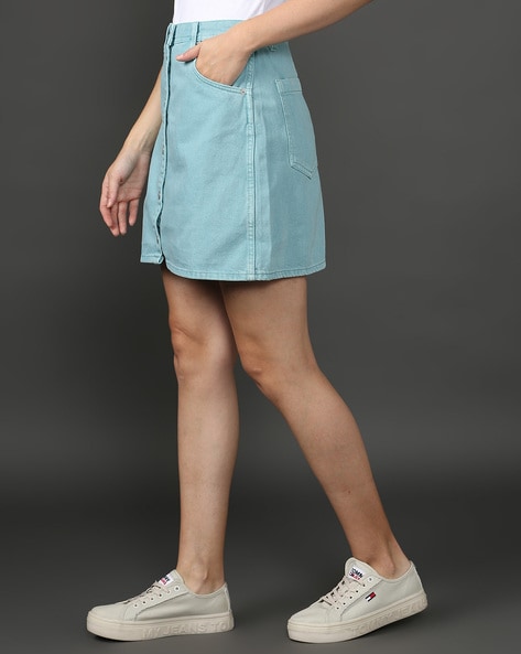 Mint green on sale button down skirt