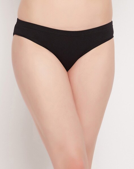 Buy Clovia Low Rise Half Coverage Bikini Panty - Black at Rs.499