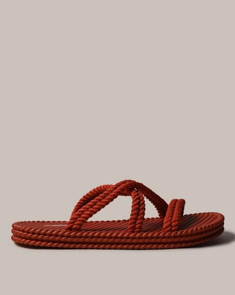 Textured Strappy Slip-On Sandals