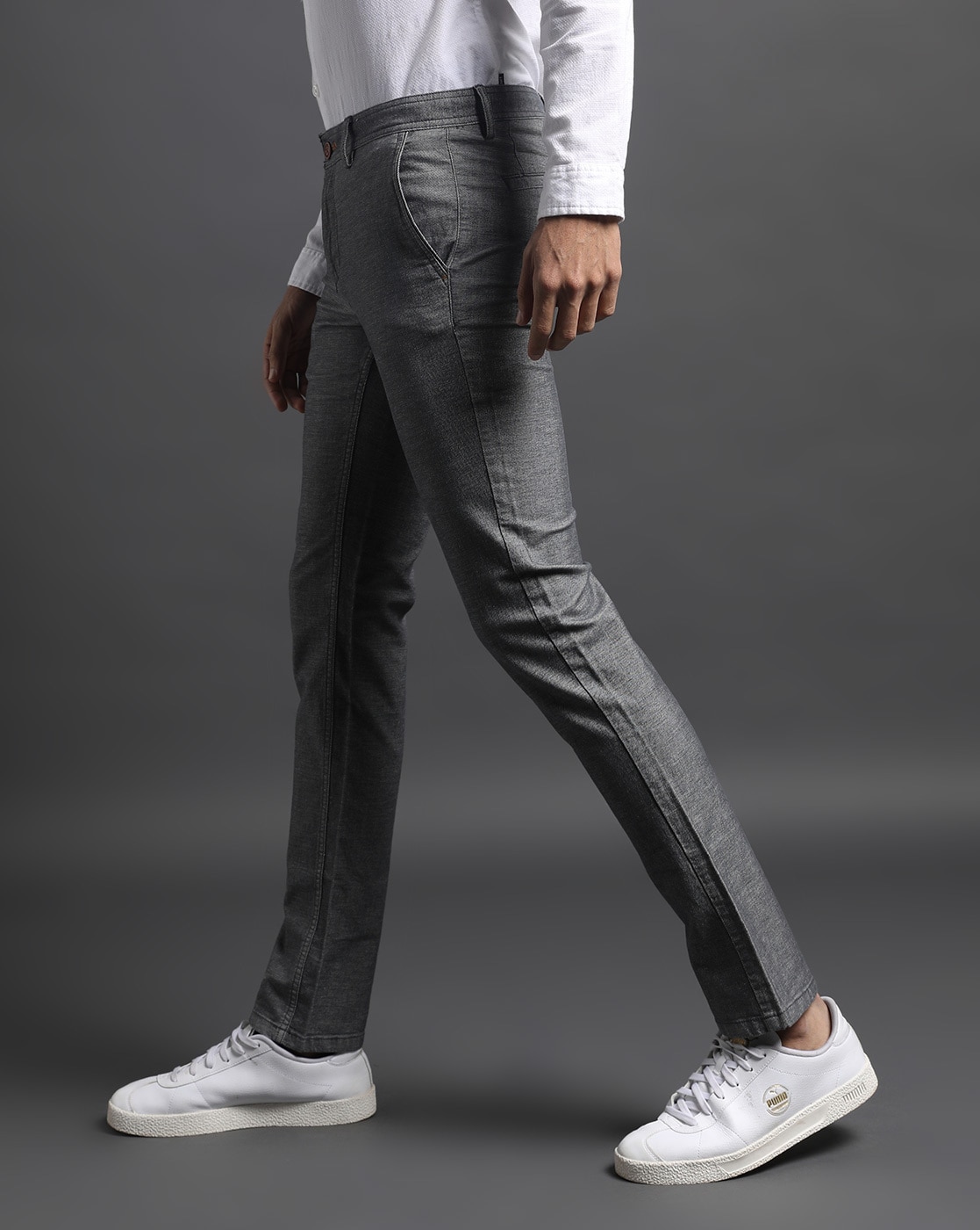 Buy Men Grey Slim Fit Check Casual Trousers Online  797250  Allen Solly