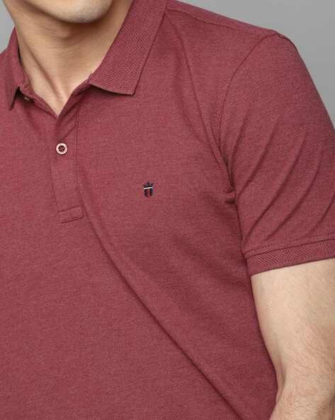 Buy Louis Philippe Men Maroon Solid Polo Collar T Shirt - Tshirts