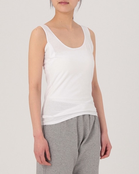 Muji Smooth Cotton Camisole With Sweat Pad For Women White Color