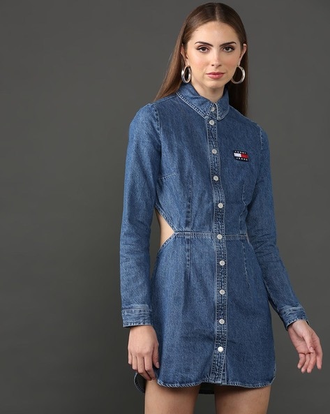 Women's Long Sleeve Denim Maxi Shirtdress - Universal Thread™ Medium Wash :  Target