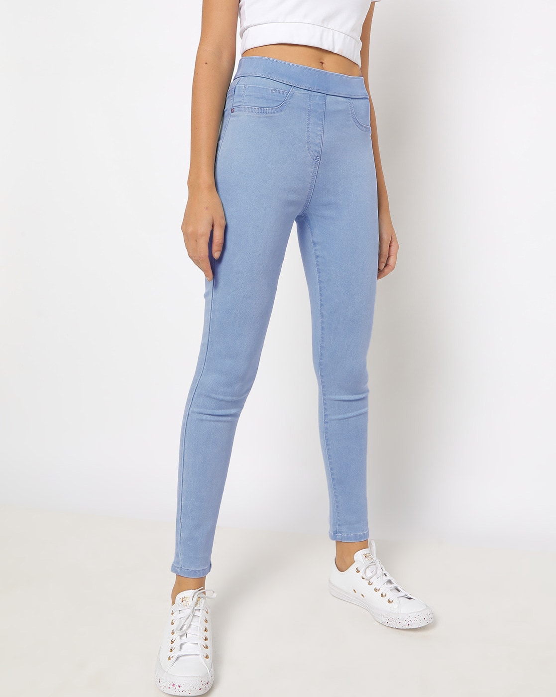 Mid Waist Blue Ladies Denim Jegging, Casual Wear, Skinny Fit at Rs 580 in  Surat