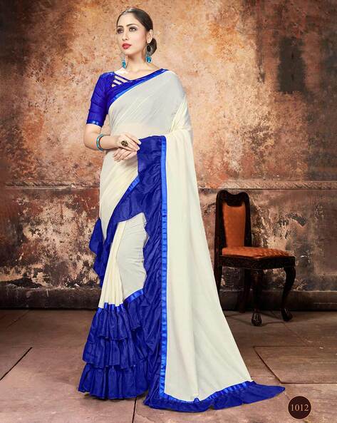 Buy Off white Sarees for Women by Indie Picks Online | Ajio.com