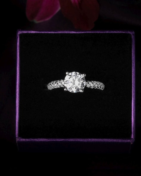 30 Pointer Halo Diamond Solitaire Platinum Engagement Ring JL PT 324