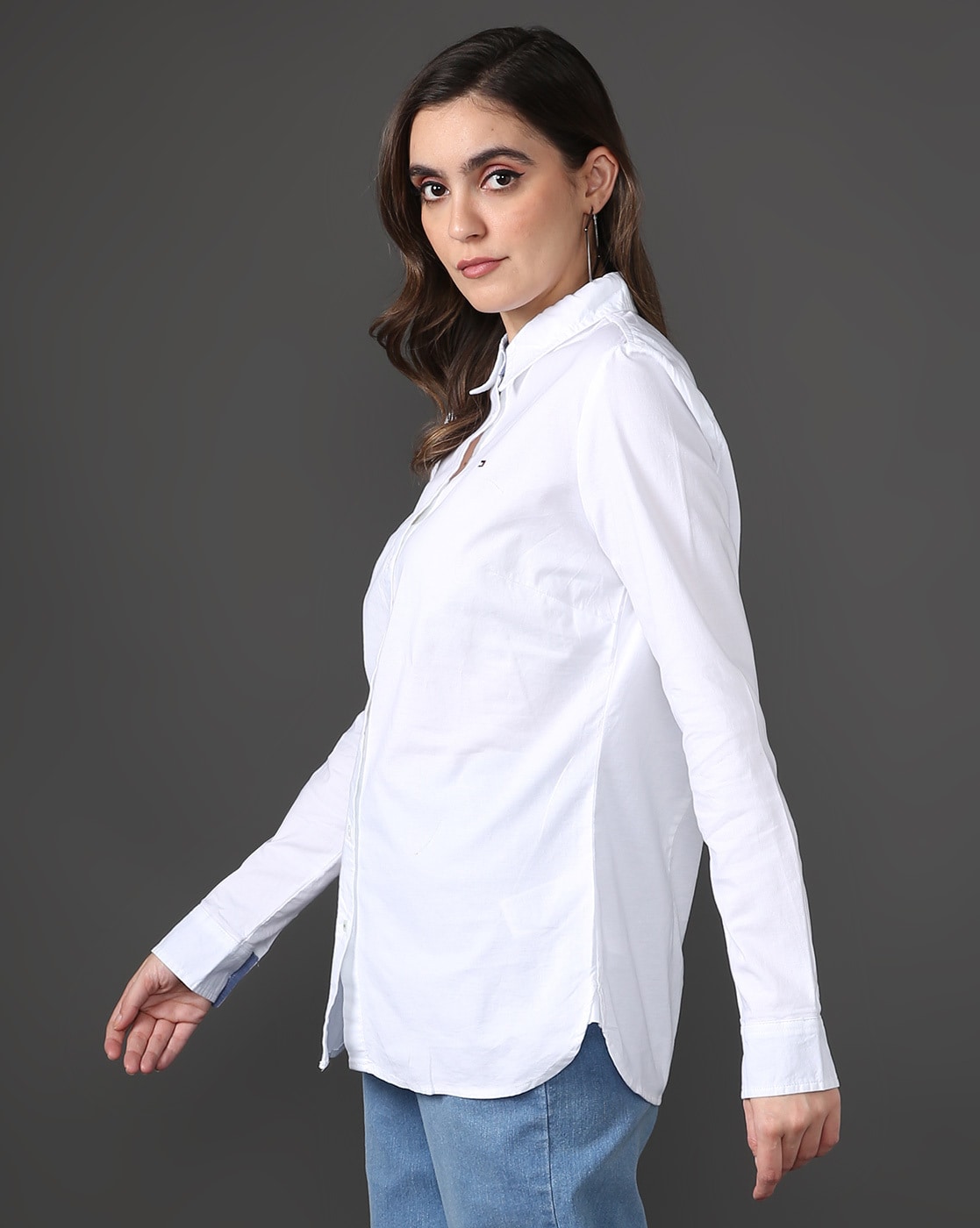 TOMMY HILFIGER Women Solid Casual White Shirt - Buy TOMMY HILFIGER Women  Solid Casual White Shirt Online at Best Prices in India
