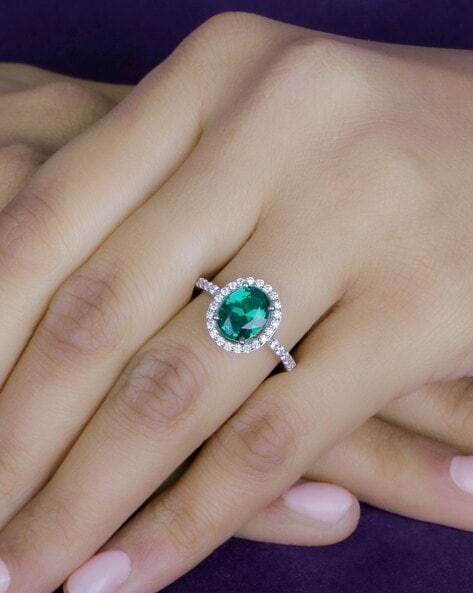 Oval Emerald Ring with Cadillac Shapes - 3.94ct TW - Eshli Fine Jewelry