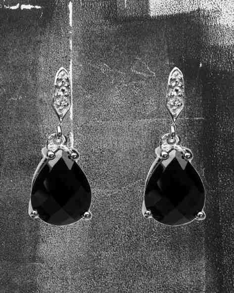 Fashion Water Drop Black Stone Earrings For Women Engagement Wedding Party  Jewelry Black Color Cut Zircon