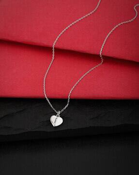 925 Sterling Silver Rhodium-Plated Handcrafted Heart Pendant Necklace  VANN427