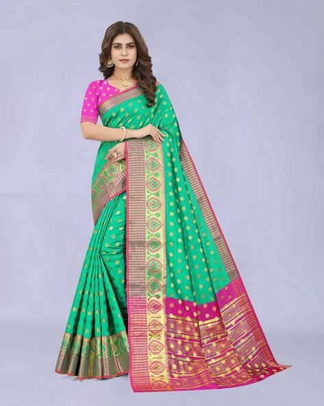 CM- Green color Lichi Silk Saree - New In - Indian