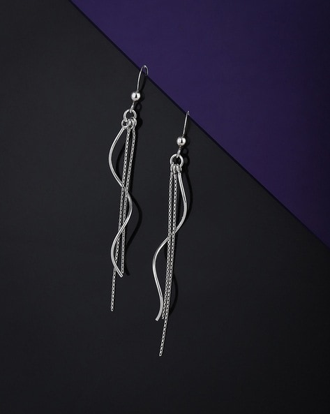 Long Silver Chain Earrings – julie garland jewelry