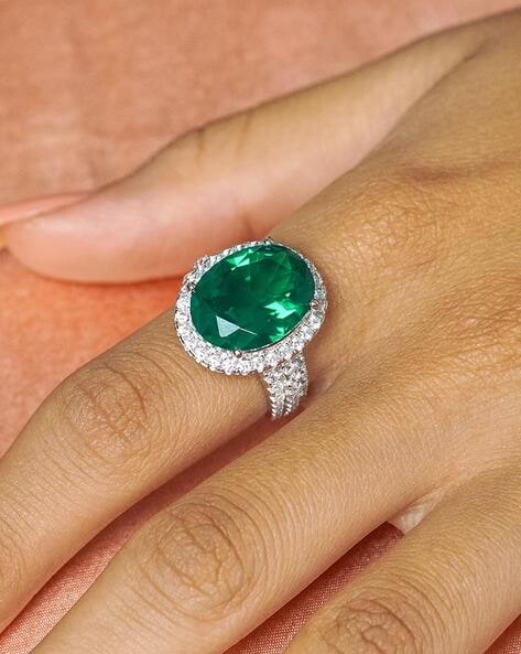 9ct Yellow Gold Emerald & Diamond Double Halo Ring - Diamonds from Faith  Jewellers UK