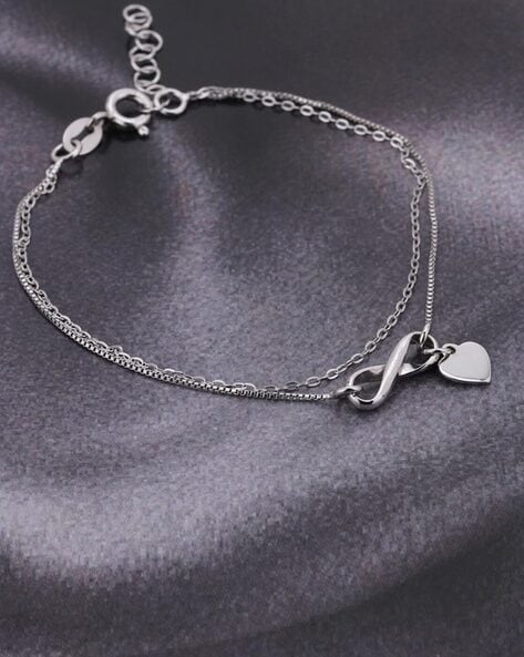 Sanrio Hello Kitty Officially Licensed Authentic Silver Plated Bracelet  With Stationed Hearts And Crystals - 6.5 + 1