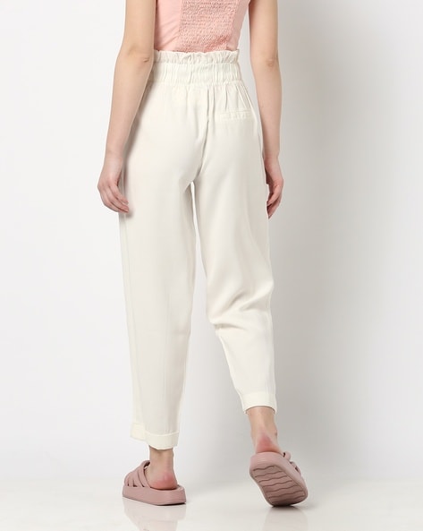 High-Waist Tapered Paperbag Linen Pant - 27