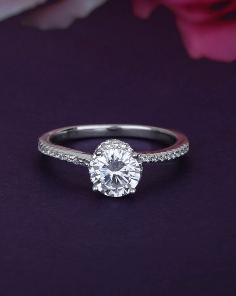 Classic Solid S925 Silver Moissanite Engagement Ring Women Wedding Fine  Jewelry | eBay