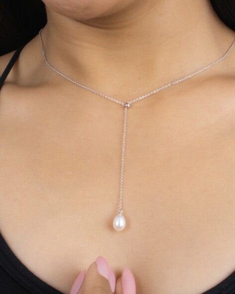 Silver drop shop chain necklace