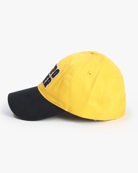 Buy Men Yellow Logo Print Baseball Cap Online