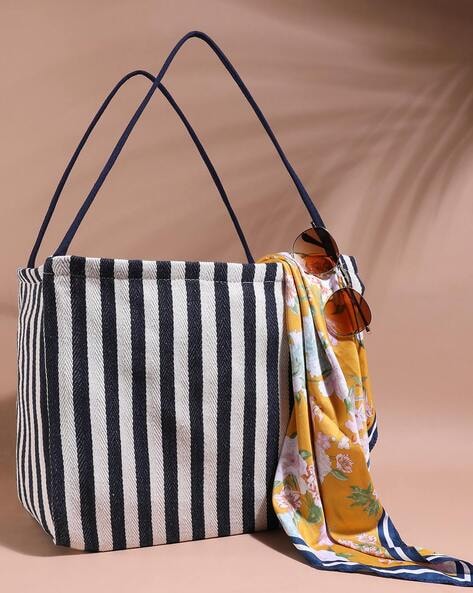 Blue and clearance white striped handbags