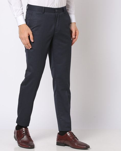 Buy Men Black Textured Slim Fit Formal Trousers Online  658470  Peter  England