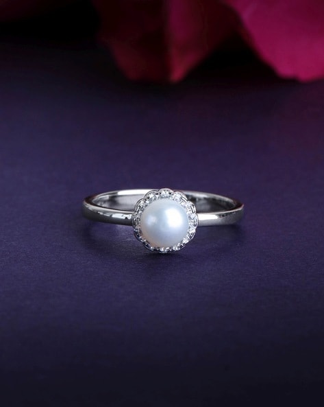 White pearl silver on sale ring