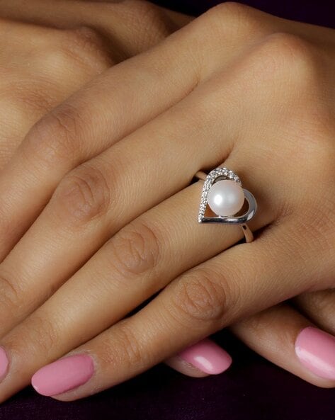 Shop evil eye pearl silver ring for women online by ornate jewels
