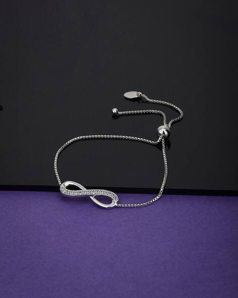 Vanbelle Sterling Silver Bow Anklet - Rhodium Plated Beaded Chain With Extender