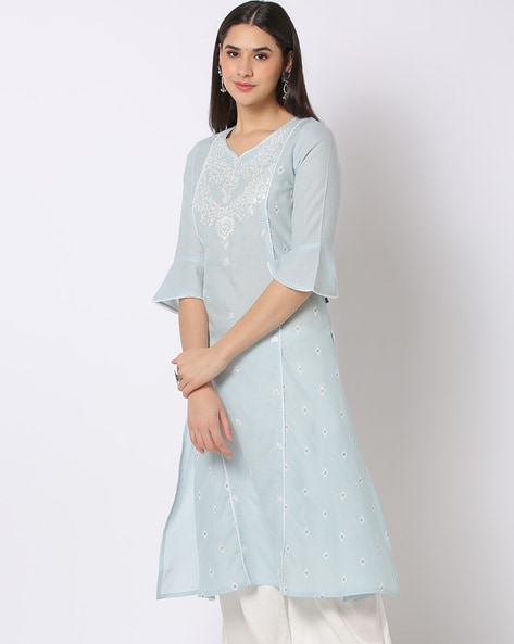 Shop Sky Blue Art Silk Resham Straight Pant Suit After Six Wear Online at  Best Price | Cbazaar