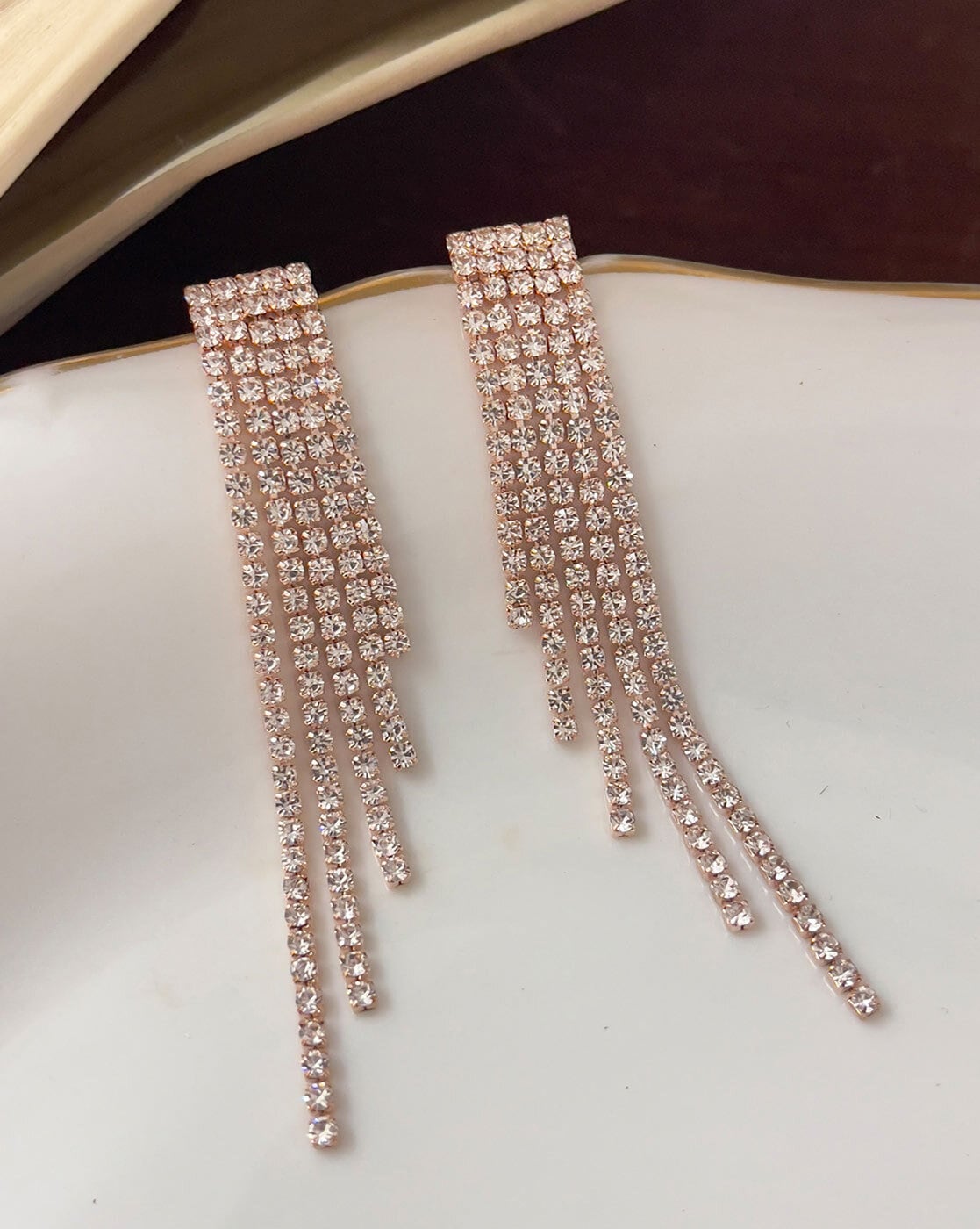 Wave Leaflet Gold Drop Earrings | Shimmering Drop Earrings | CaratLane