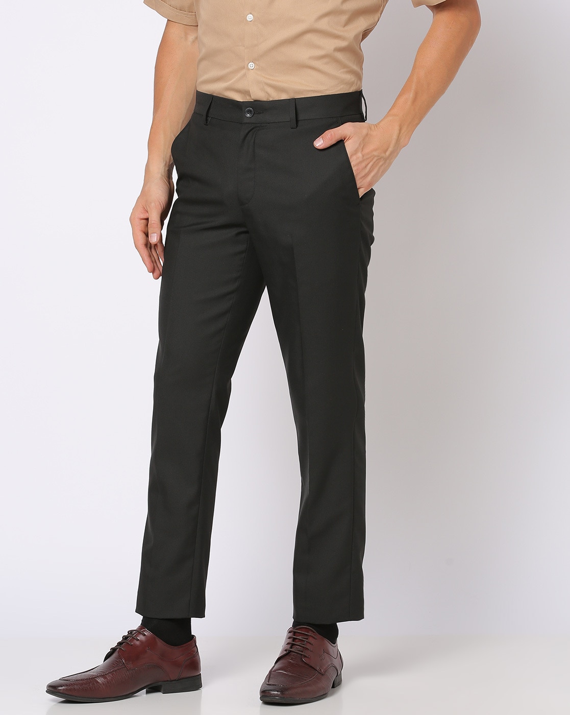 John Players Slim Fit Men Black Trousers  Buy John Players Slim Fit Men  Black Trousers Online at Best Prices in India  Flipkartcom