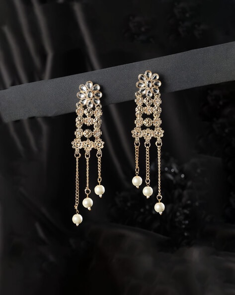 Buy Gold plated Imitation Jewelry Real AD Stones Daily Wear Jhumka Earrings  online - Griiham