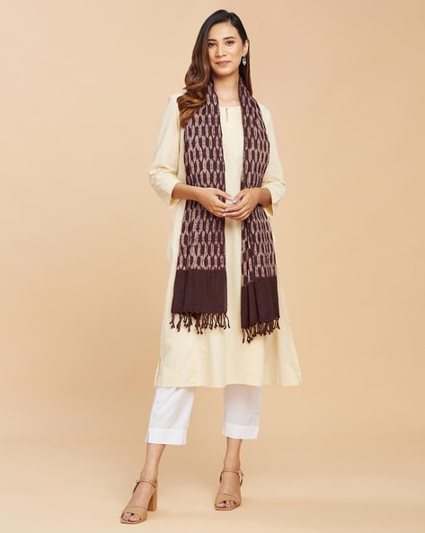 Tie & Dye Woolen Stole with Fringes Price in India