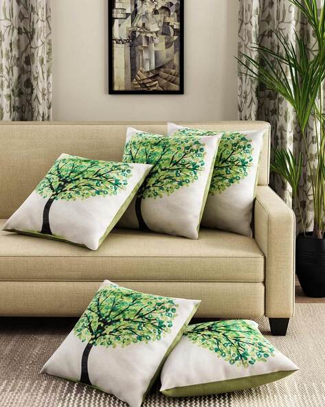 Green print hotsell throw pillows