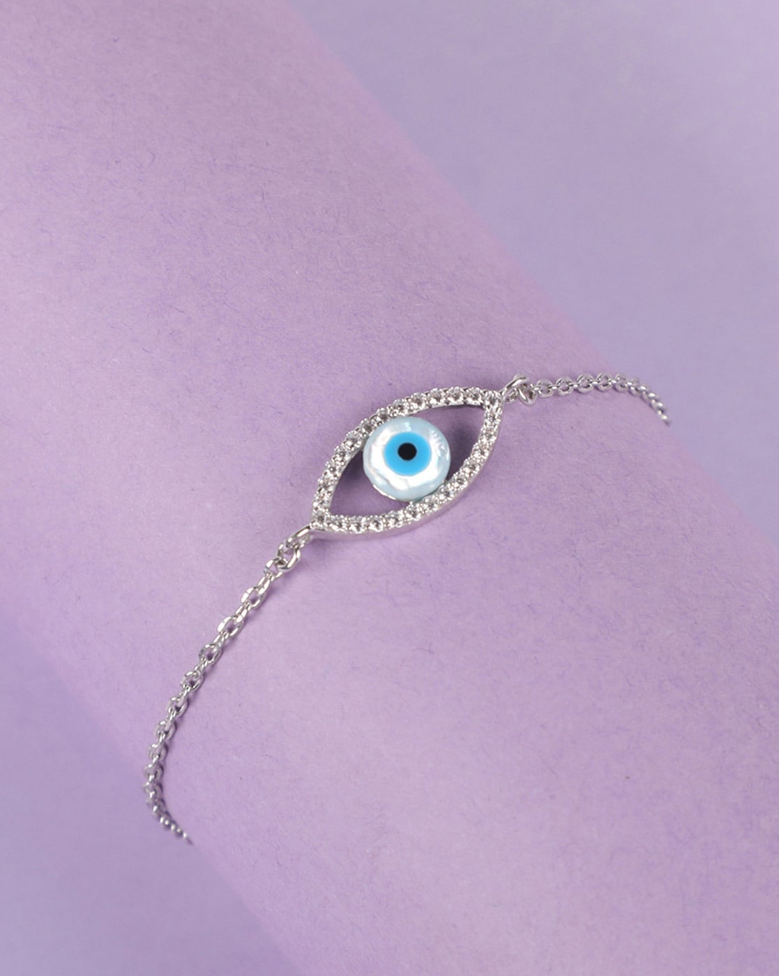 925 Sterling Silver Evil Eye Nazariya Bracelet With Black Crystals For  Womens | eBay