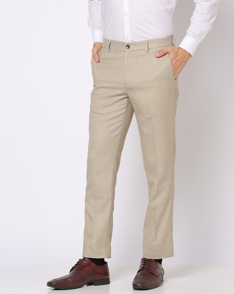 John Players Slim Fit Flat-Front Trousers