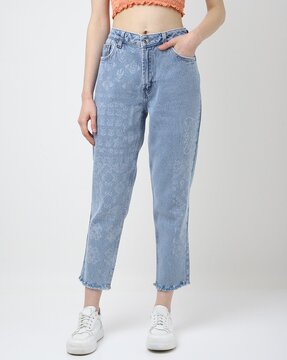 K5094 Lightly Washed High-Rise Mini Flared Jeans