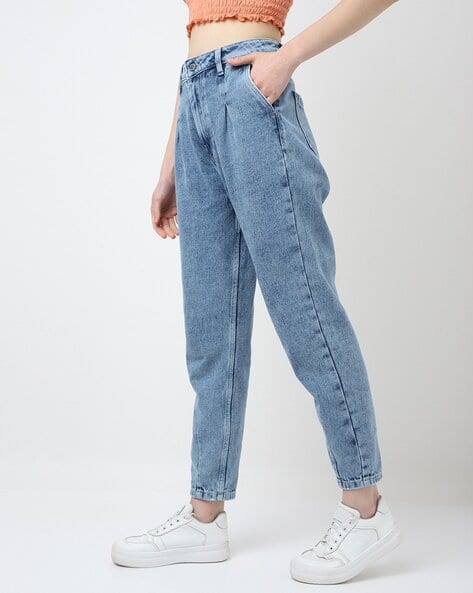 Boohoo Ripped Jeans Black Acid Wash Mom Jeans Women Heavily Washed