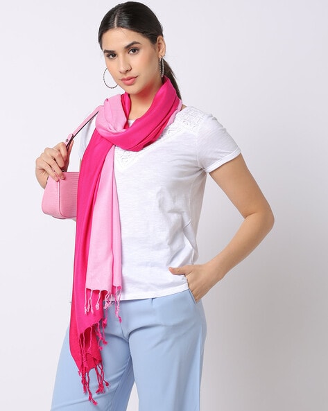 Women Ombre-Dyed Scarf with Tassels Price in India