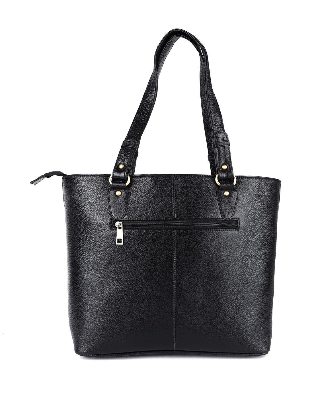 Small Harmony Black Leather Tote: Purse that Charges Phone | Everpurse