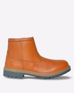 woodland Leather Ankle-Length Boots with Zip-Closure-picture-14