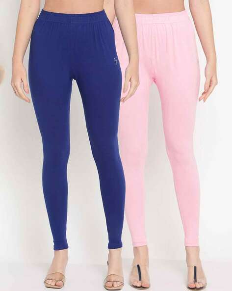 Buy Youth Mantra Cotton Light Pink and Sky Blue Color Leggings Combo at  Amazon.in