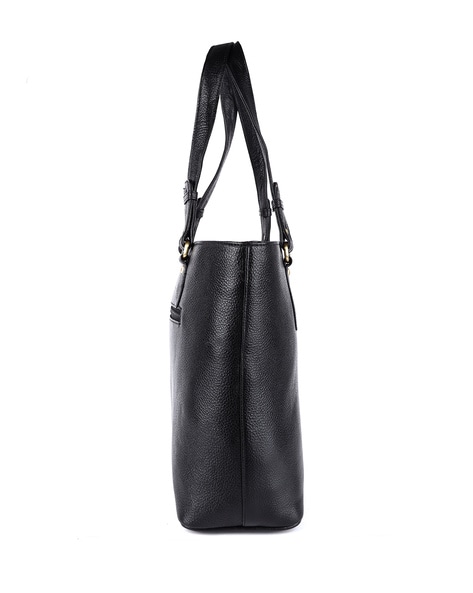 Black Tote Handbag with Zipper: Lilly – Bicyclist: Handmade Leather Goods