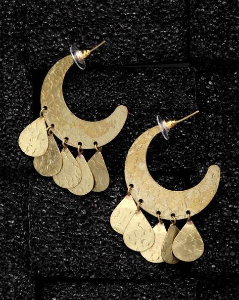 Gold crescent moon deals hoop earrings