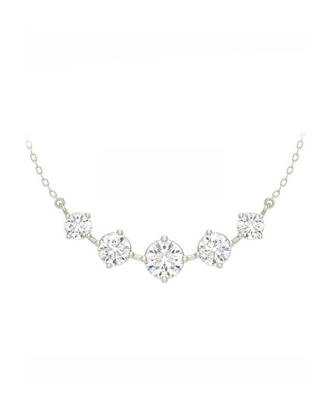 18K WHITE GOLD DIAMONDS BY THE INCH 5 STATION FLOWER NECKLACE - Roberto  Coin - North America