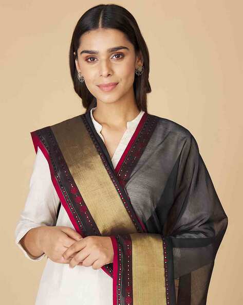 Cotton Silk Dupatta with Tassels Price in India