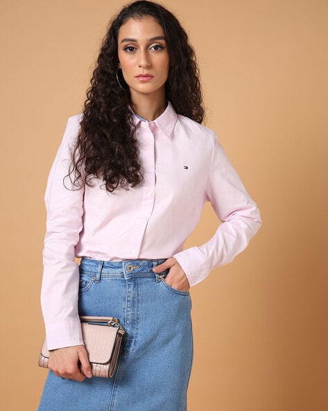 TOMMY HILFIGER: shirt in organic cotton - Pink