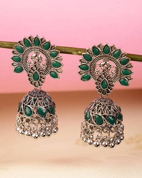 Green Color Premium Oxidised Earrings – Arzzbyfarha